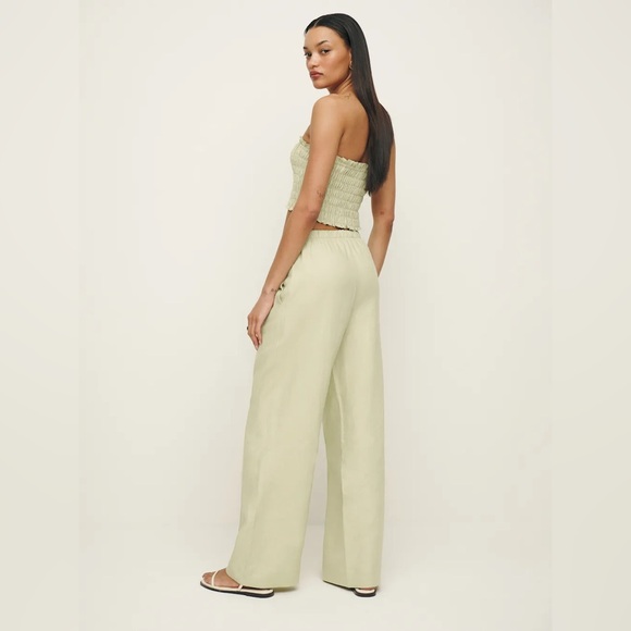 Reformation Lena Linen Two Piece Green - Size XS - Picture 3 of 6